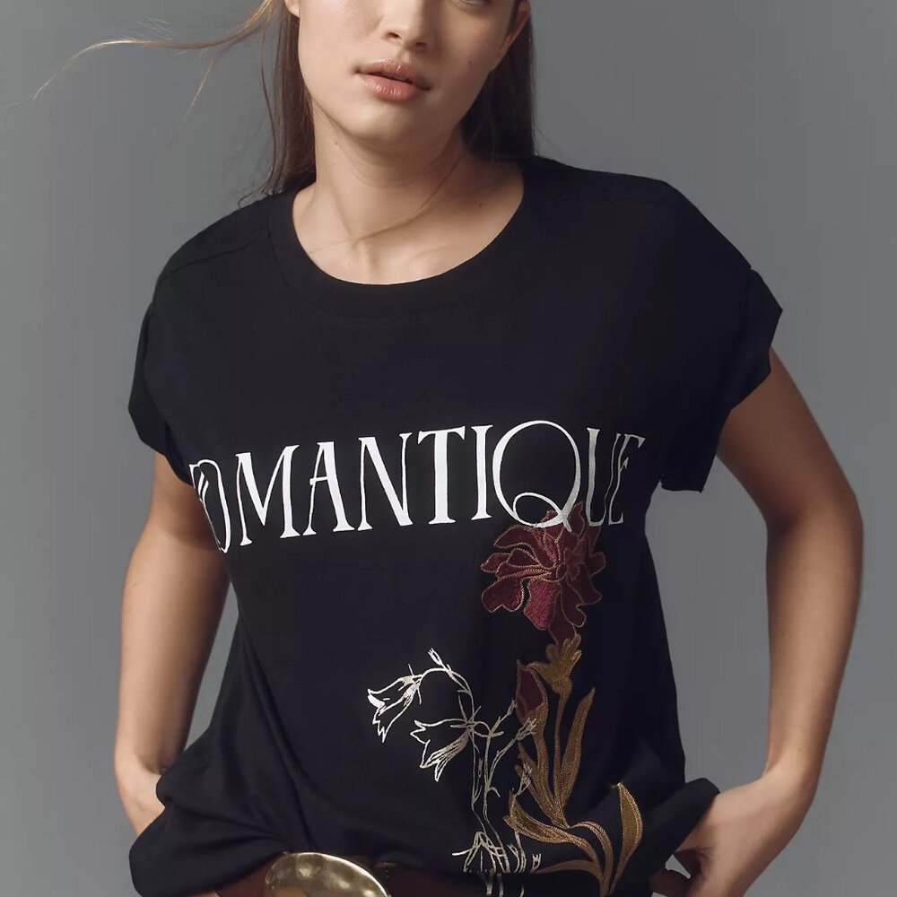 By Anthropologie Romantique Boyfriend Graphic Tee